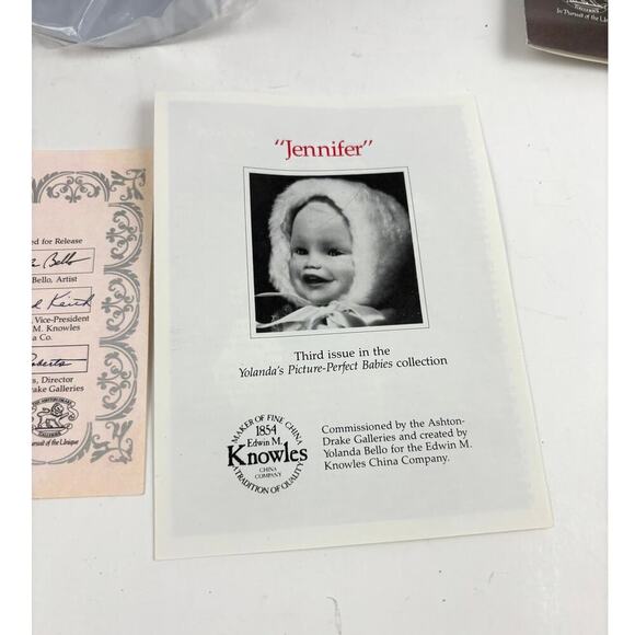 VTG Ashton Drake Jennifer Porcelain Doll by Yolanda Bello 1980s Perfect Babies - Picture 6 of 16